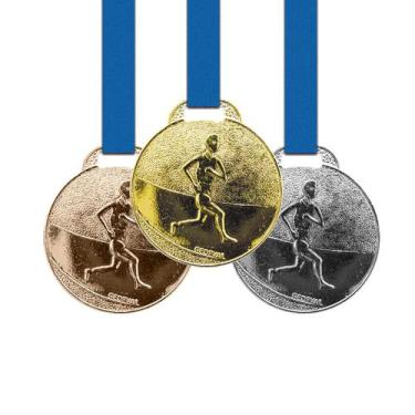 Imagem de 10 Medalhas Corrida Metal 35mm Ouro Prata Bronze - Gedeval