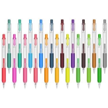 Imagem de Canetas de gel para livros de colorir, 20 canetas de gel coloridas, material de diário colorido de 0,5 mm, aderência confortável, secagem rápida para desenhar, marcadores, rabiscos, diários