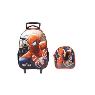 Imagem de Kit Escolar 3D Spider Man Mochila Rodas + Lancheira - Xeryus