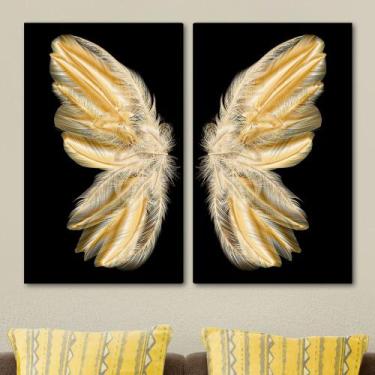 Imagem de kit 2 Quadros Decorativos Grande Asas  de Anjos em Tela Canvas - Lopes