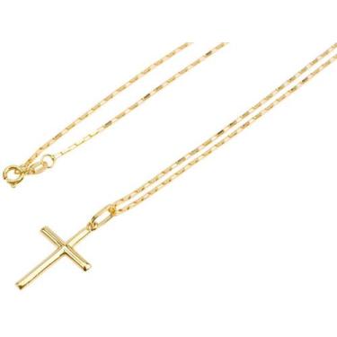Imagem de Cordão Corrente Masculina 80cm+ Pingente Crucifixo Ouro 18k - DR Jóias