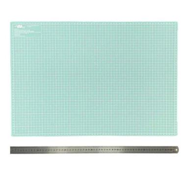 Imagem de Base Placa De Corte A2 Apoio de Mesa 60x45cm + Régua de Metal 60cm Scr