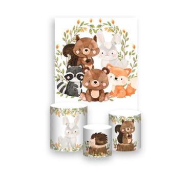 Imagem de Painel De Festa Vertical 1,50 x 2,20 + Trio De Capas Cilindro - Bosque