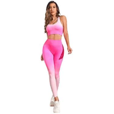 Imagem de Conjunto Feminino Degrade Calça Leg E Top Academia Fitness - Shopintim