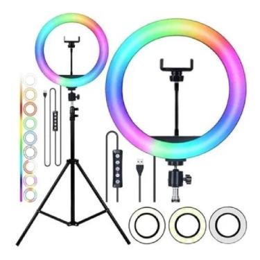 Imagem de Ring Light Rgb Colorido 10 Polegadas 26Cm Com Tripe 2 Metros - Smart