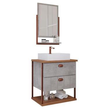 Imagem de Gabinete Para Banheiro 60 Cm 100% Mdf 2 Gavetas C/ Espelheira Uni Mgm 