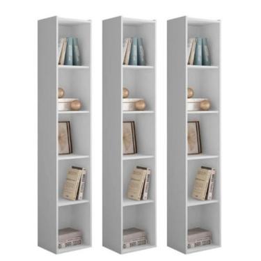 Imagem de Estante Livreiro com Prateleiras Janaína Kit 3 Unid - AJL Móveis, Bran