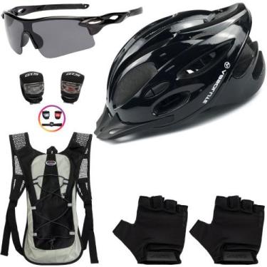 Imagem de Capacete Bike Ciclismo + Mochila De Hidratação + Pisca + Óculos + Luva