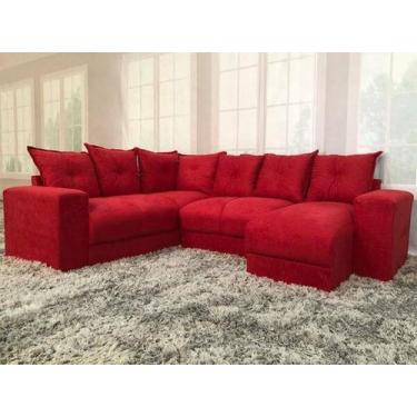Imagem de Sofá Canto com chaise Vermelho 6 Lugares - 5070