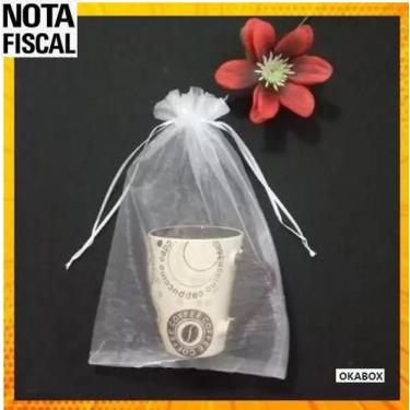 Imagem de Saquinhos De Organza 15x20 Cm Branco 50 pçs - c/ fita cetim - OKABOX