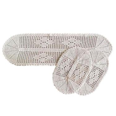 Imagem de jogo de Passadeira De Crochê Oval 3 Peças 100% Algodão De Cozinha - Ro