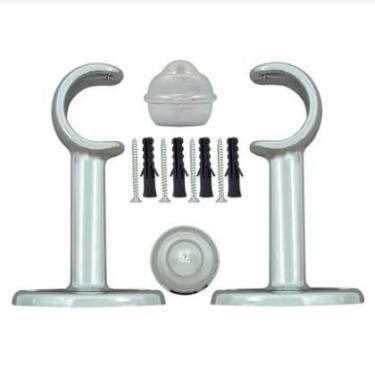 Imagem de Kit Suporte para Varão 28mm com Ponteiras Alumínio Cromado - Bella Art