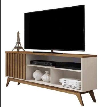 Imagem de Rack Malbec Wood para TV até 55 Polegadas 1 Porta Ripado Giga Off Whit