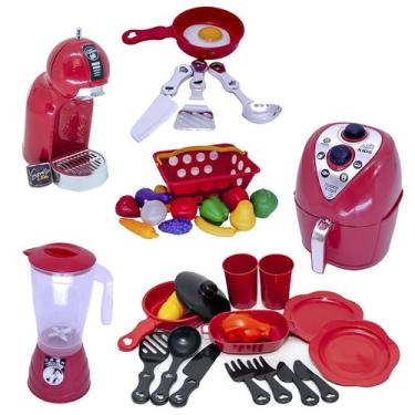 Imagem de Kit Liquidificador Brinquedo Cafeteira Chef Mercado 33pç - Altimar 