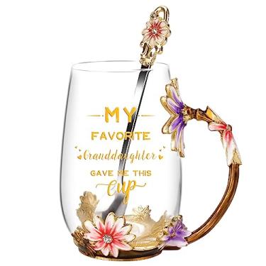 Imagem de OEAGO Presentes para avó da neta xícara de chá aniversário avós presente dia das mães esmalte flor vidro canecas de netos netos