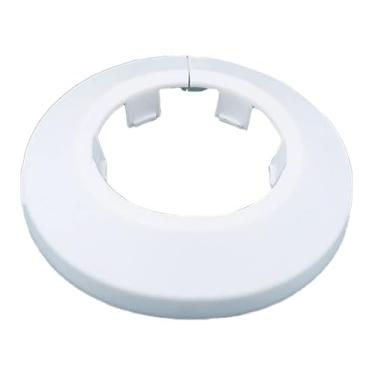 Imagem de Indprod Encaixe 3,25 cm de diâmetro externo flange de tubo de água decoração cobertura de tubo branco radiador PP plástico 32mm colar de tubo de escudo para decoração de tubo de parede 2 peças