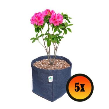 Imagem de 5 Vasos De Plantas De Feltro 11 Litros - King Pot, Azul Marinho