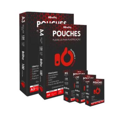 Imagem de Plástico Plastificação 500 Grafity 1 Cento A3, 1 Cento A4, 1 Cento RG,