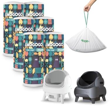 Imagem de AMOGOGOPET Pacote com 120 sacos de areia compatíveis com Neakasa M1 & PetPivot & wozhio & AutoScooper 11 caixa de areia para gatos com tampa aberta, sacos de lixo substituídos, forro de caixa de areia