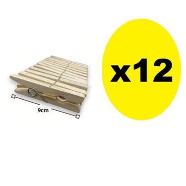 Imagem de 12 Unidades Prendedor De Roupa Gigante de Madeira 9cm - Lynx produções