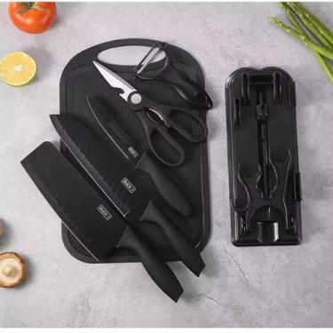 Imagem de Kit Jogo De Facas De Cozinha 7 Peças Aço Inoxidável Preto - Be Welcome