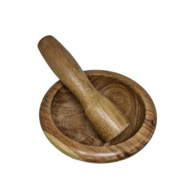 Imagem de Amassador Triturador de Temperos de Madeira com Machucador