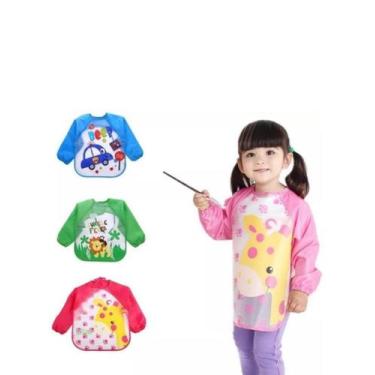 Imagem de Avental Babador Infantil Impermeável Manga Longa SA1203 - SAZ, Rosa Gi