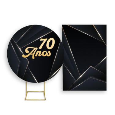 Imagem de Painel De Festa Redondo 1,50x1,50 + Painel Vertical 1,50x2,20 - Preto 
