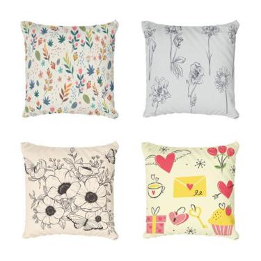 Imagem de Kit 4 Capas De almofada Decorativa Floral Delicado - Fabrika De Festa