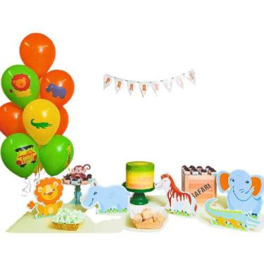 Imagem de Kit Festa Aniversário Safari Decoração Completa 76 Peças Criança Infan