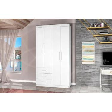 Imagem de Roupeiro CAN Solteiro 4 Portas + 3 Gavetas Cor Branco - JA