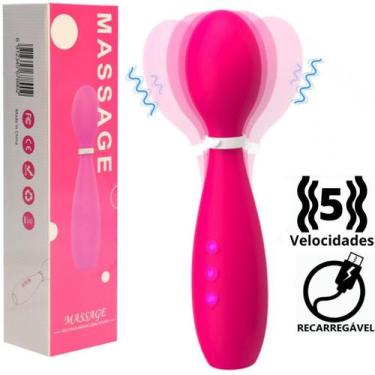 Imagem de Massageador Varinha Magica com 5 Modo de Vibração 19X4CM USB - Aphrodi