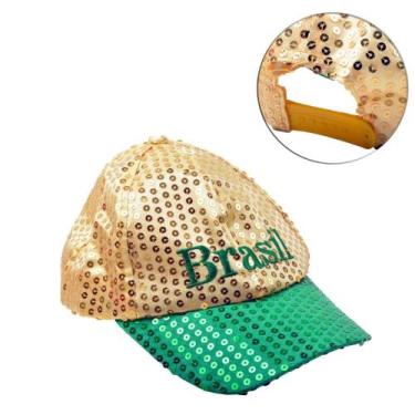 Imagem de Bone do Brasil Com Lantejoulas e Brasil Bordado - Envio Imediato - SML