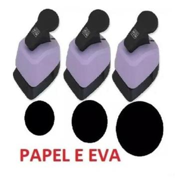 Imagem de Kit Cortador Furador Circulo Eva Papel 25mm + 38mm + 50mm - Papelaria 