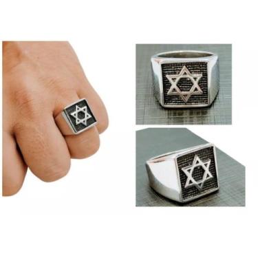 Imagem de Anel Masculino Aço Inoxidável Estrela De Davi - DIP, 16
