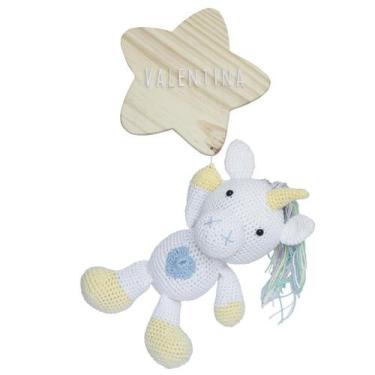 Imagem de Porta Maternidade Estrela com Unicórnio Quarto Bebê Infantil Menina - 