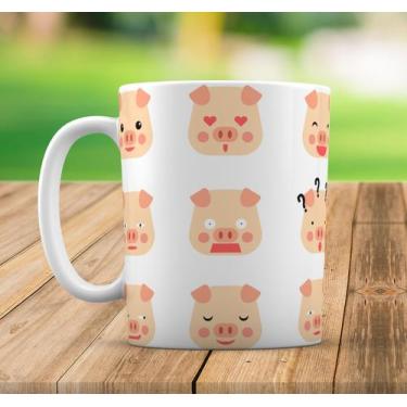 Imagem de Caneca Branca Personalizado Emoji Porquinho - GMH Prod. Serv. e Repr.