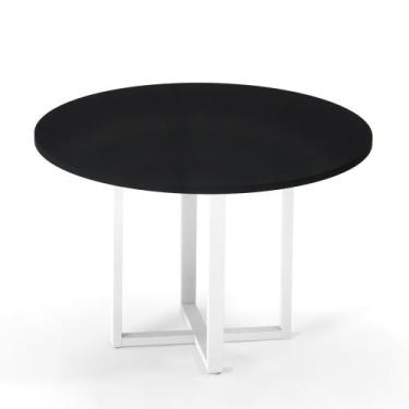 Imagem de Mesa de Reunião Redonda Tubular P25 Pandin 1,10 M Preto e Branco
