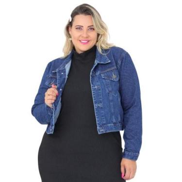 Imagem de Jaqueta Jeans Feminina Cropped Plus Size Premium - La Rosaflor, Azul, 