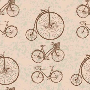 Imagem de Papel De Parede Adesivo Bike Vintage Marrom Sala Bege - Criptonita, 5m