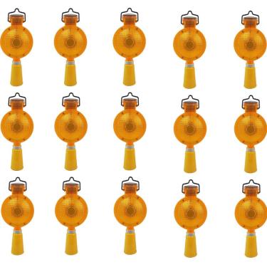 Imagem de Sinalizador Viario Solar Cone Kit 15 Uni Sinalizaçao Rodovia Estrada Rua Evita Acidentes