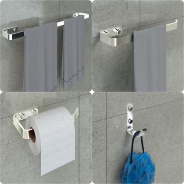 Imagem de Kit Acessórios Para Banheiro Cromado 4 Peças - Cromoshop