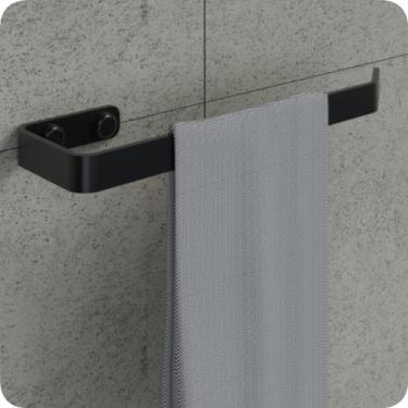 Imagem de Porta Toalha De Rosto Para Banheiro Preto Fosco Plus - Cromoshop