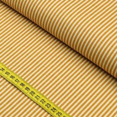 Imagem de Tecido Blend de Linho Para Patchwork - Listrado Mostarda (0,50x1,50) -