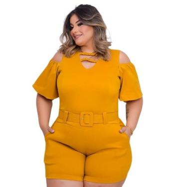 Imagem de Macaquinho Plus Size Com Cinto Roupas Femininas 48 ao 52 0023 - Belluc