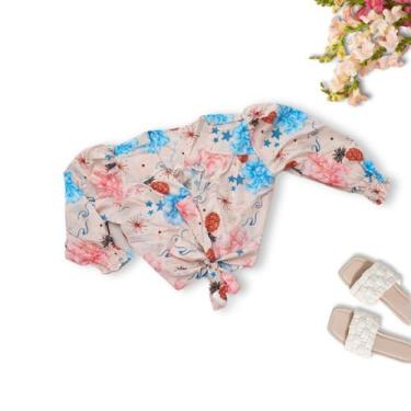 Imagem de Cropped Feminino Manga Longa Botão e Amarração na Frente 0420 - Belluc