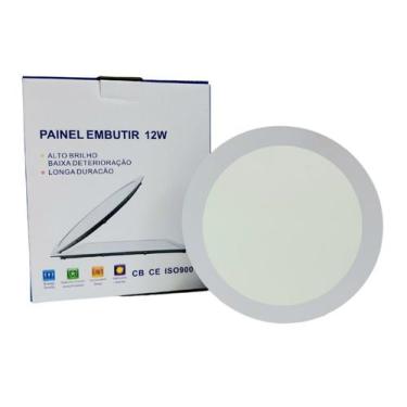 Imagem de Plafon Led Painel Ilumimax 12w Redondo Embutir Bivolt Frio 6500k 17cmx