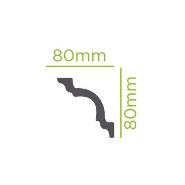 Imagem de Kit com 3 Barras Rodateto de Poliestireno 8cm X 80mm Liso 6m Branco