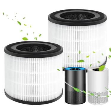 Imagem de YUEYEE Pacote com 2 filtros de substituição AP-S0610L compatíveis com purificador de ar MOOKA AP-S0610L, filtro HEPA verdadeiro H13, sistema de filtragem de carbono ativado por eficiência em 3