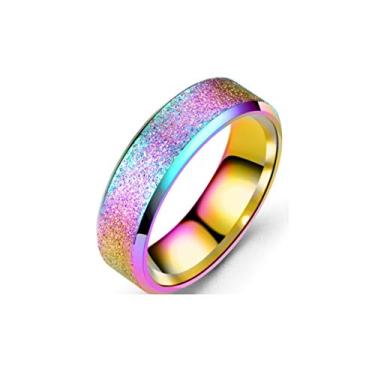 Imagem de Anel de aço inoxidável Sandblast feminino masculino acabamento fosco aliança de casamento de amizade, 4 cores disponíveis, Aço inoxidável